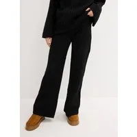 bonprix Stoffhose aus Polyester und Wolle, Loose Fit, weite Beinform, mit Zopfmuster