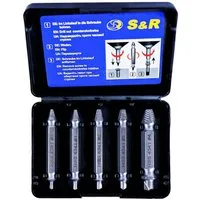 S&R Bit-Schraubendreher Schraubenausdreher-Set, Linksausdreher, doppelseitige Ausdreher-Bits, (Set, 5 St., 5-teilig), Härte HRC 62-63, HSS 4341, in robuster Kunststoff-BoX