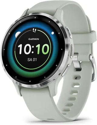 Garmin Venu 3S [inkl. Silikonarmband salbei] 41mm Edelstahlgehäuse silber
