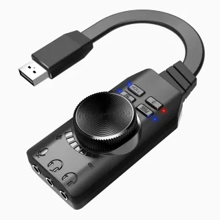 PLEXTONE GS3 USB 7.1CH Computer Game Sound Card with Volume Knob External Gaming Audio Card 3.5mm USB Adapter Plug and P