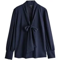 Next Langarmbluse Langärmelige Bluse mit Schalausschnitt (1-tlg)
