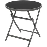 BRUBAKER Gartentisch Beistelltisch oder Esstisch - Milano (1-St), Metall Glastisch rund klappbar - 70 cm Ø - Wetterfest - Anthrazit Grau