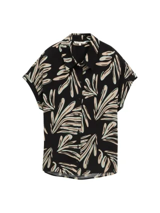 Denim Tom Tailor - Bluse aus Viskose abstract black beige print - Gr. - M