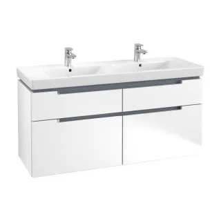 Villeroy & Boch Subway 2.0 Waschtischunterschrank A91710MS,128,7x59x44,9cm,Weiß Matt,Griff chrom
