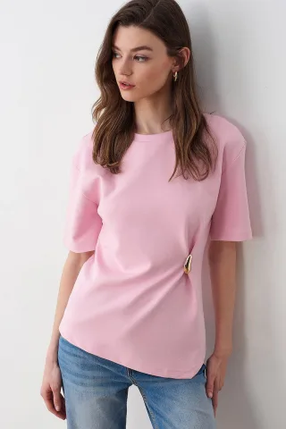 Damen Rundhals Kurzarm Jersey T-Shirt