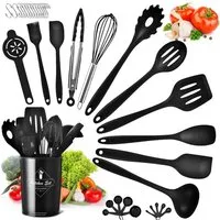 HEYHIPPO Küchenorganizer-Set Silikon Küchenutensilien Set 32-tlg.hitzebeständig & spülmaschinenfest, (Inklusive Löffel, Spatel, Siebe, Schneebesen usw, Küchenspatel Löffel Suppenlöffel Set,kratzfest und antihaftbeschichtet), Silikon Küchenhelfer, sch