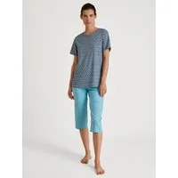 CALIDA Capri-Pyjama Spring Nights (2 tlg) Rundhals, Kurzarm, Loose Fit, Pure Cotton, atmungsaktiv