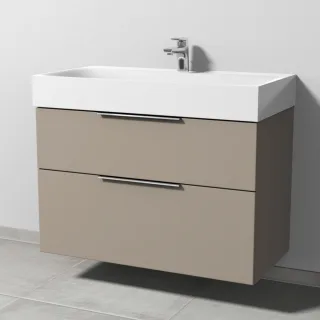 Sanipa 3way Waschtischunterbau zu Kaldewei Silenio Waschtisch mit 2 Auszügen, Sandgrau-Matt UF45667