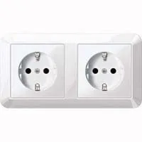 Schutzkontakt-Steckdose polarweiß glänzend Doppel mit Schraubbefestigung MEG2328-1019 weiß (glänzend), Retail
