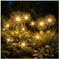 Salcar LED Solarleuchte 2er 180 LED Solarlampe Feuerwerk Gartenleuchte Weihnachtsdeko, 8 Modi Solarleuchten für Garten Außen LED Feuerwerk Licht mit Erdspieß