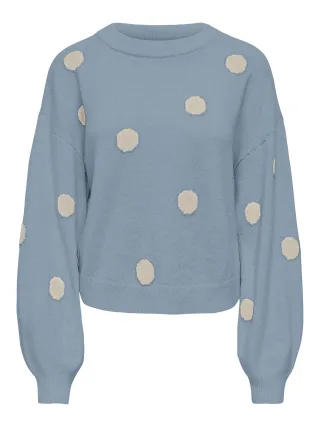 ONLY - ONLRICA LS DETAIL O-NECK CC KNT Dusty Blue - Gr. - L