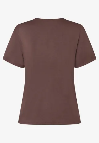 MORE & MORE - feminines Shirt mit V-Ausschnitt braun - Gr. - 42