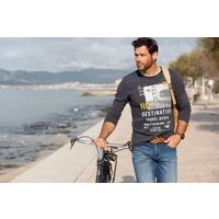 Man's World Langarmshirt neue Farbe! Langarm, bedruckt, Rundhalsausschnitt, aus 100% Baumwolle