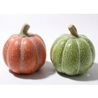 Home-trends24.de Dekofigur Kürbis orange grün 2er-Set Kürbisse Herbst Deko (2 St)