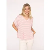 Zwillingsherz T-Shirt "Maritime Streifen" One Size, Kurzarm, V-Ausschnitt, gestreift, Loose Fit