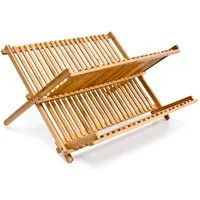 relaxdays Trockenständer Abtropfgestell CROSS Bambus 42 cm breit