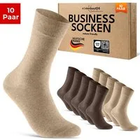 sockenkauf24 Businesssocken Premium Socken mit Komfortbund Herren & Damen Business Socken (Sand/Braun, 10-Paar, 43-46) aus gekämmter Baumwolle mit Pique-Bund, ohne Naht