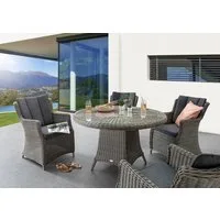 Destiny Garten-Essgruppe LUNA, (13-tlg., 4x Sessel, 1x Tisch, inkl. Auflagen), Aluminium, Polyrattan