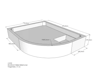 Neuesbad Wannenträger für Bette Corner 80x100x6,5 Viertelkreis SD22715