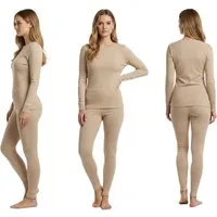 Rungassi Unterkleid GAUBERT Thermounterwäsche-Set Merinowolle für Damen 0152 Beige bis