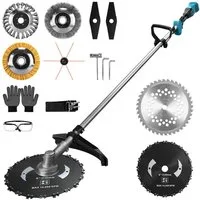 XERSEK Akku-Rasentrimmer 1380W Akku-Freischneider mit Bürstenloser Motor, Rasenmäher Motorsense, 30cm cm Arbeitsbreite Faden, 3-Bürste + 5 Mähkopf, Grastrimmer Kantenschneider Für Garten Rasen
