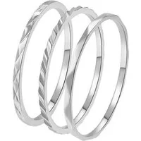 Hey Happiness Ring-Set 3 tlg., Basic Band Stapelringe, Dünne Gedrehte Twist Ringe aus Edelstahl, wasserfest