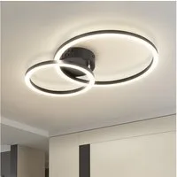 Nettlife LED Deckenleuchte Wohnzimmer 2 Ringe Schwarz/Weiß/Silber Modern 23W Deckenlampe 40.5CM, Nicht dimmbar, LED fest integriert, Warmweiß, für Wohnzimmer Schlafzimmer Flur Büro Balkon Küche