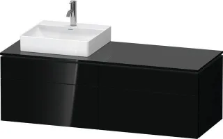 Duravit L-Cube Konsolenwaschtischunterbau wandhängend Schwarz Hochglanz 1420x550x482 mm - LC4870L404 LC4870L40400000