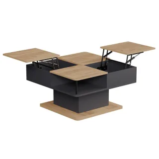 Vicco Couchtisch, Anthrazit, Holzwerkstoff, 2 Fächer, Rechteckig, 80x80x45 cm, Wohnzimmer, Wohnzimmertische, Couchtische