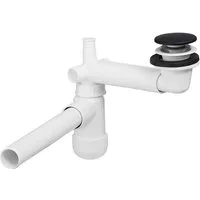 Lomadox Ablaufgarnitur SIPHON-56 Siphon für eingelassene Waschbecken, Pupup-Ventil schwarz