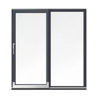 Parallel Kipp Schiebetür, aluplast IDEAL® 4000, Kunststoff, Eisenglimmer DB 703, Innen Weiß, zweiteilig, 1510 x 1635 mm, nach Maß