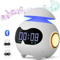 Sunicol Wecker LED Lichtwecker mit Bluetooth-Lautsprecher, Kinder Nachtlicht, USB Portable, HIFI, Tischuhr Digital Alarm, Schlaftrainer Lichter
