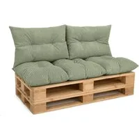 Amilian Palettenkissen Palettenauflagen Set 3-tlg., 120x80 cm + 2x 40x60 cm, für Palettenmöbel, Balkon, Terrasse und Wohnbereich