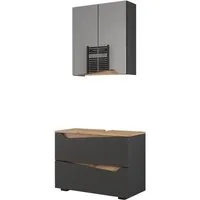 Vicco Badmöbel-Set Marelle, Anthrazit/Artisan, 2 Teile, (2-St., 2er Set)