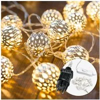 COZY HOME LED-Lichterkette Marokkanische Batterie und Stecker -, 20 LEDs I Timer-Funktion I Warmweiß I Lichterkette Innen