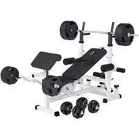 GORILLA SPORTS Hantelbank inkl. 100kg Hantelset, Ablage - Trainingsbank, Gewichten, Kraftstation