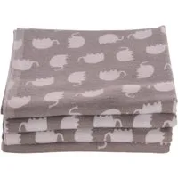 La Bortini Stoffwindeln Baby Tücher 4er Pack in Grau aus Flanell Spucktücher, aus reiner Baumwolle, gemustert, neutral, Baby Zubehör Set