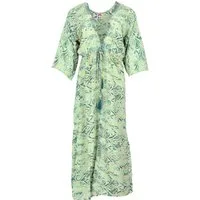 Guru-Shop Kimono Kimonokleid, seidig glänzender Boho Kimono,.., alternative Bekleidung