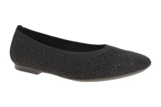 Gabor 84.146 Damen Ballerinas Schwarz Glitter Textil Stretch Lammnappa