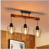 ZMH Deckenleuchte Whonzimmer 2/3/4 Flammig Schwarz-Holz Retro Deckenlampe Schlafzimmer, Einfache Installation, ohne Leuchtmittel, Wohnzimmerlampe mit höhenverstellbaren Strahlern aus Metall