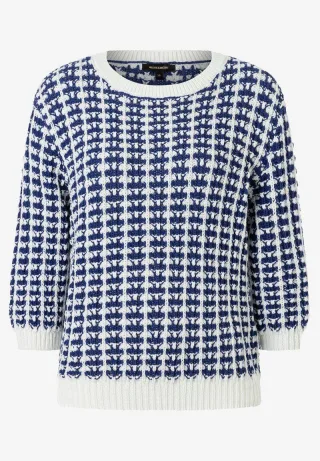MORE & MORE - Pullover blau/weiß - Gr. - 34