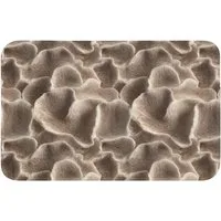 OnlyWow Badematte Fächerform - Beige - Faserstruktur, Höhe 10 mm, Polyester, Rechteckig, Badezimmerteppich, Badteppich, Rutschfest, Duschvorleger, Duschmatte