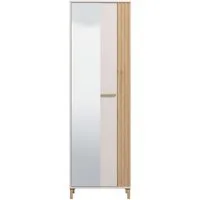 Home affaire Garderobenschrank Belfort, Kleiderschrank, Stauraumschrank, Flurschrank, Höhe 193 cm mit Kleiderstange, 5 Fächer, mit einem Spiegel, in Kaschmirfarbe