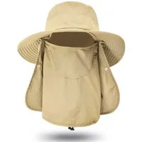 FOUORTUNATE-BEE Sonnenhut Fischerhut mit Nackenschutz Sonnenschutz Hut faltbar Outdoor Sonnenhut für Wandern Angeln Camping mit Kinnband verstellbar