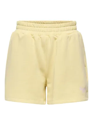 ONLY - Lässige Sweatshorts mit Tunnelzug und Print gelb - Gr. - XS
