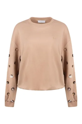 Nukus - Pullover mit Pailletten - Sara braun - Gr. - S