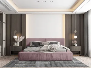 Polsterbett Doppelbett LEXIE 140x200cm in Stoff Riviera Rosa