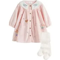 Next Blusenkleid Baby-Kleid mit gewebtem Kragen und Strumpfhose (2-tlg)