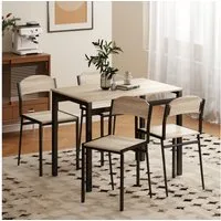 HOMCOM Essgruppe Esstisch mit 4 Stühlen, (Küchentisch-Set, 5-tlg., Esszimmertisch), für Esszimmer, Küche, Naturholz+Schwarz