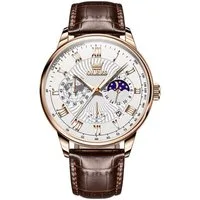 OLEVS Quarzuhr Herren Olevs Chronograph Uhr – Lederarmband, klassisch elegant